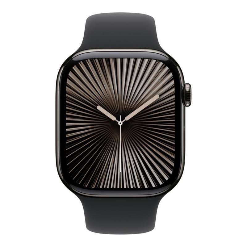 Apple Watch Series 10 GPS LTE 46mm Slate Titanium Case with Black Sport Band - Medium/Large MWYE3...