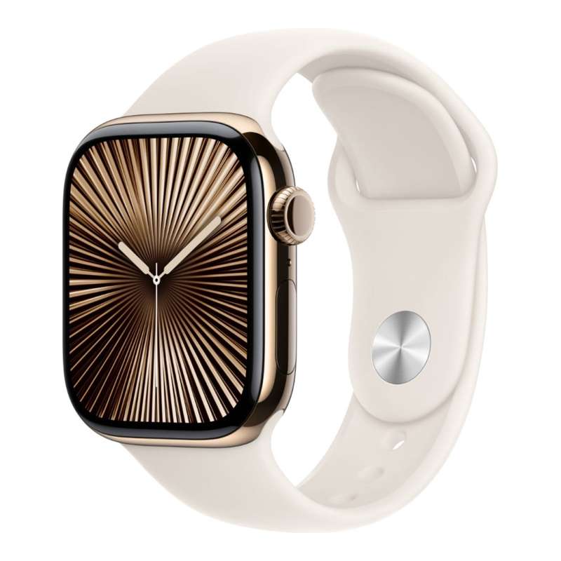 Apple Watch Series 10 GPS + Cellular 46mm Gold Titanium Case with Starlight Sport Band M/L MWYY3QA/A