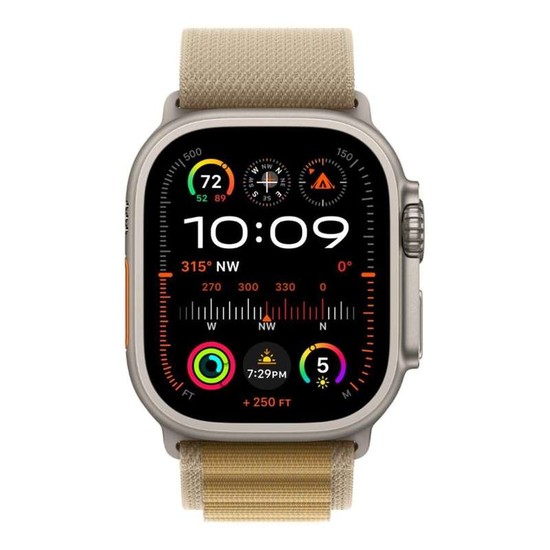Apple Watch Ultra 2 GPS + Cellular 49mm Natural Titanium Case with Tan Alpine Loop Medium MX4F3QA/A