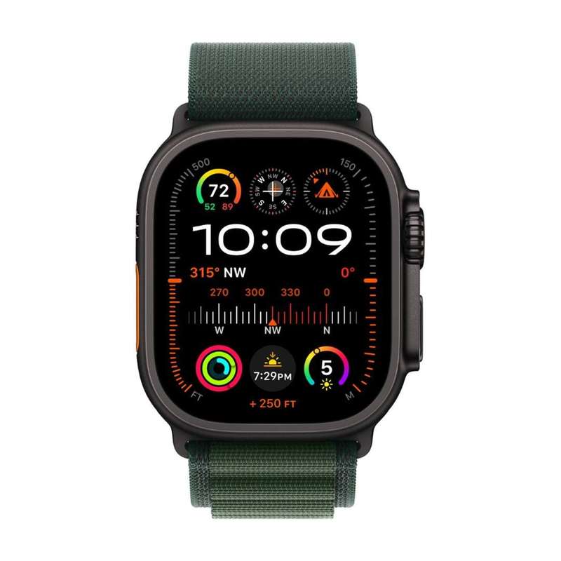 Apple Watch Ultra 2 GPS + Cellular 49mm Black Titanium Case with Dark Green Alpine Loop Large