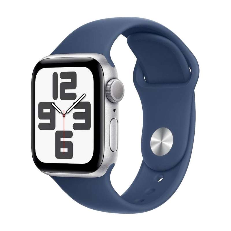 Apple Watch SE GPS 40mm Silver Aluminium Case with Denim Sport Band S/M MXEC3QA/A