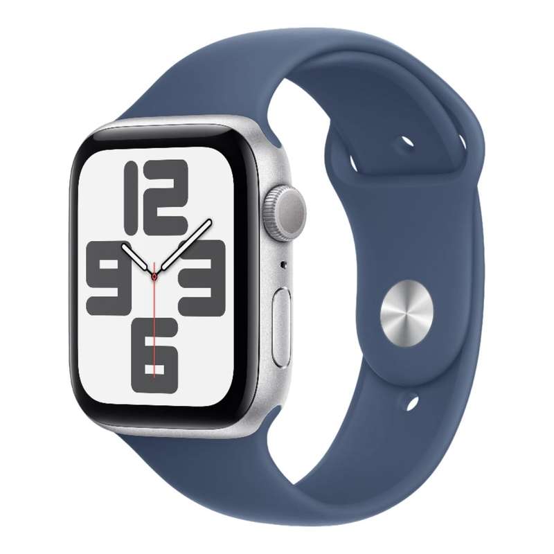 Apple Watch SE GPS 44mm Silver Aluminium Case with Denim Sport Band S/M MXEQ3QA/A