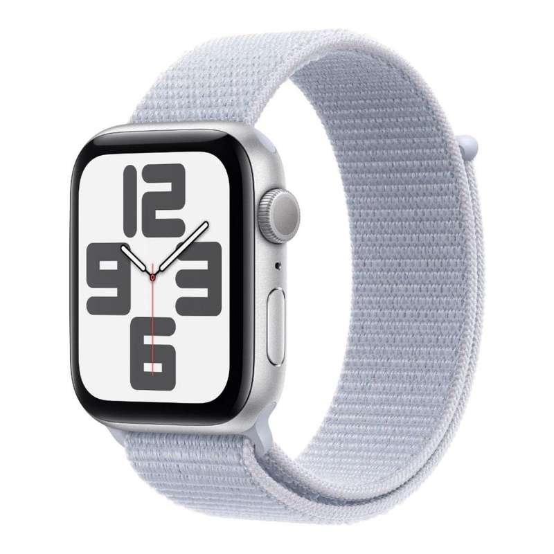 Apple Watch SE GPS 44mm Silver Aluminium Case with Blue Cloud Sport Loop MXET3QA/A