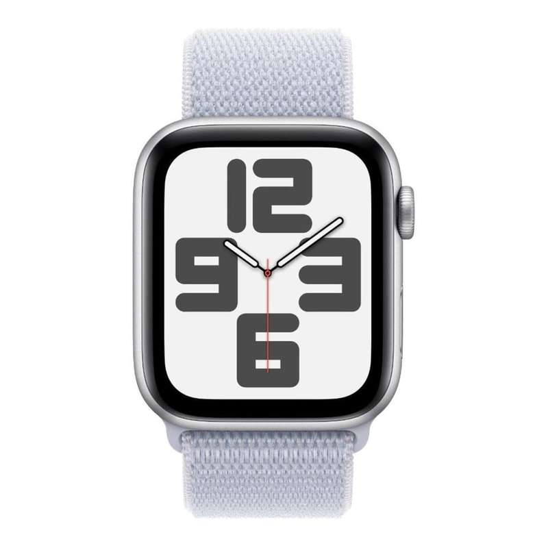 Apple Watch SE GPS 44mm Silver Aluminium Case with Blue Cloud Sport Loop MXET3QA/A