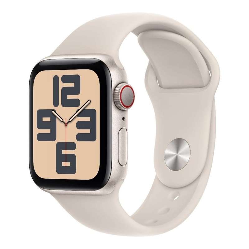 Apple Watch SE GPS + Cellular 44mm Starlight Aluminium Case with Starlight Sport Band S/M MXGT3QA/A