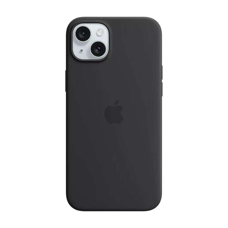 Apple iPhone 15 Plus Black Silicone Case with MagSafe Support