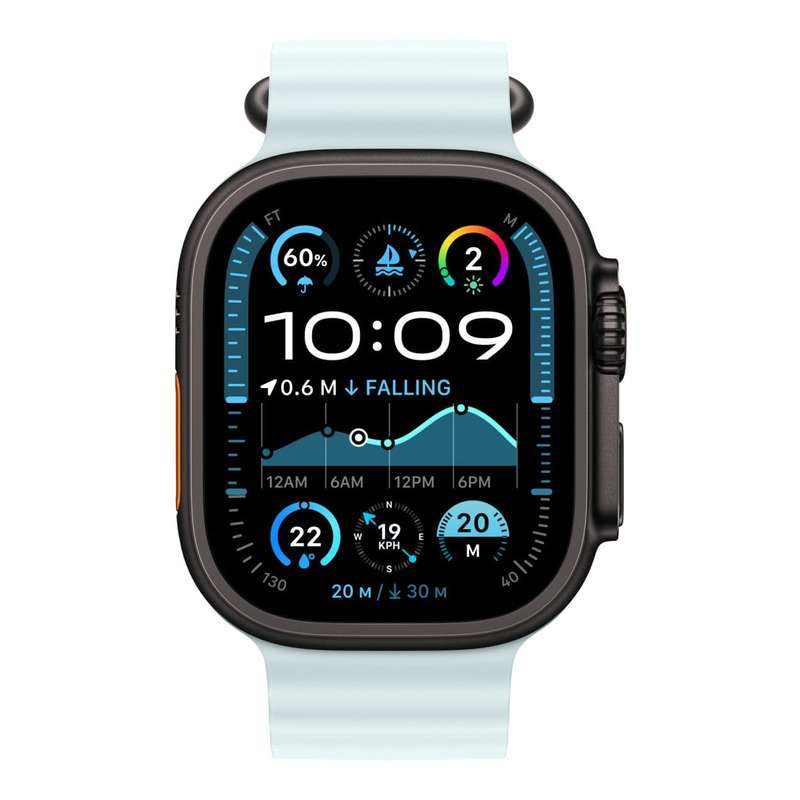 Apple Watch 49mm Ice Blue Ocean Band Extension - Black Titanium Finish MYP93ZM/A