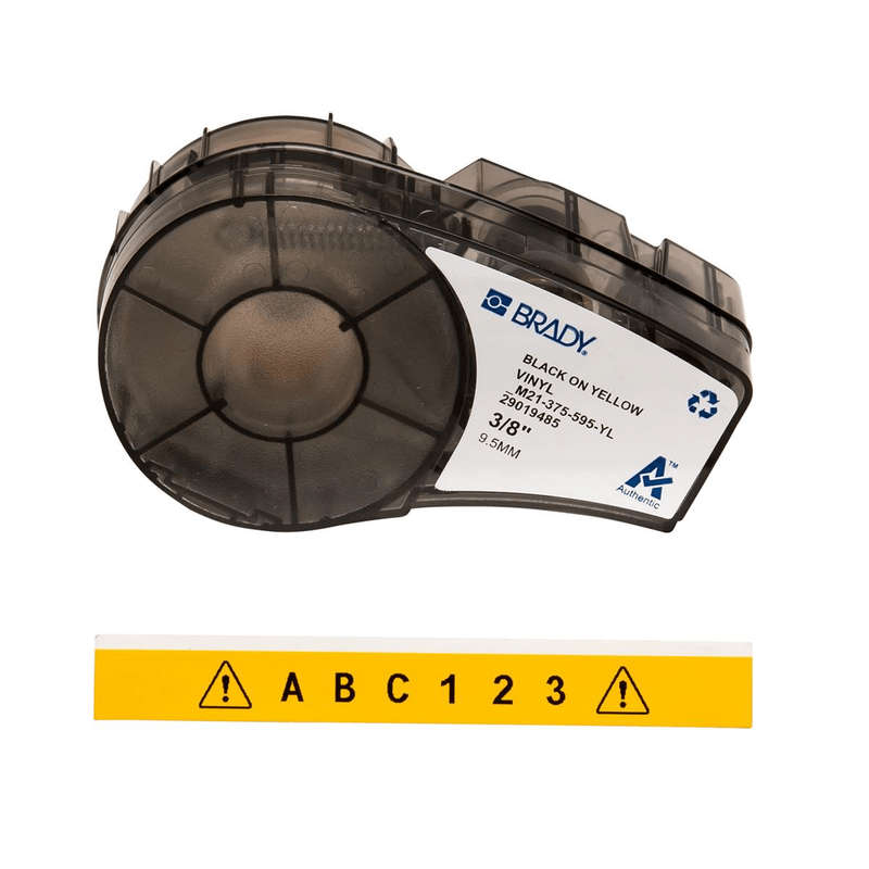 Brady M21 Black on Yellow Vinyl Label Tape NET-M21-375-595-YL