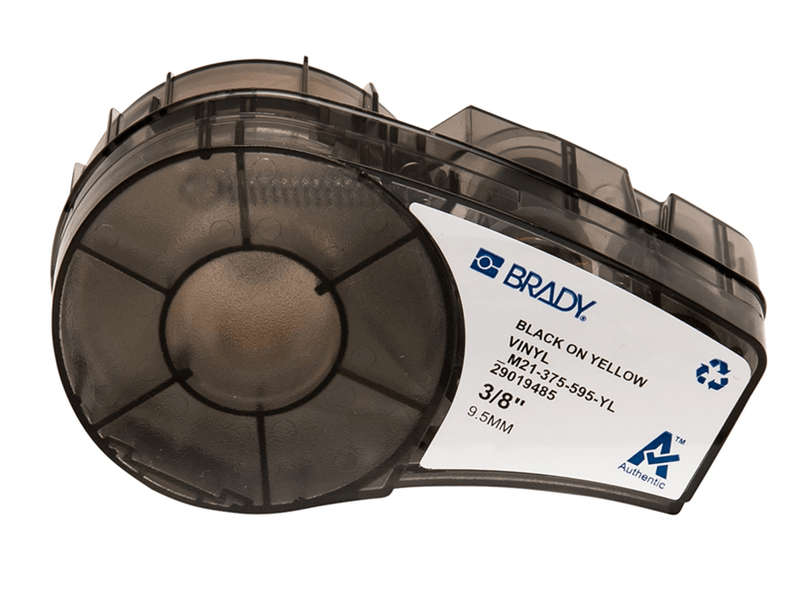 Brady M21 Black on Yellow Vinyl Label Tape NET-M21-375-595-YL