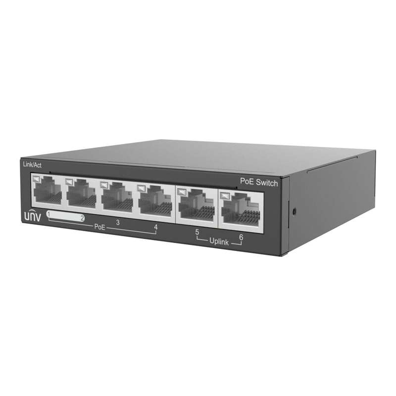 Uniview 4-port Fast Ethernet PoE Unmanaged Switch with 2x Ethernet Uplink ports NSW2020-6T-POE-IN