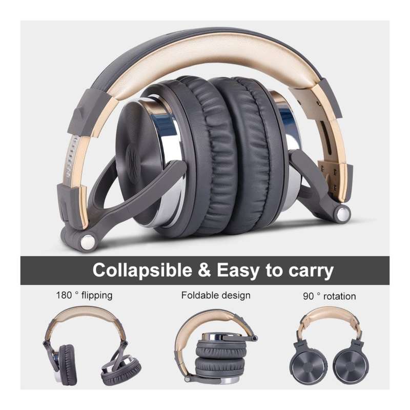 Oneodio Pro 10 Professional Wired Over Ear DJ and Studio Monitoring Headphones - Grey Gold