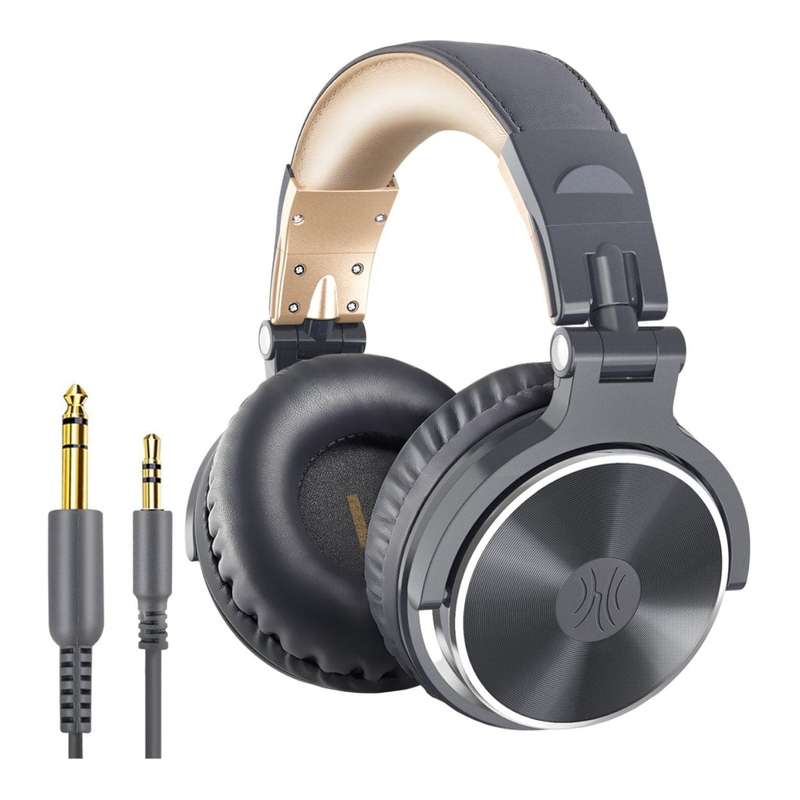 Oneodio Pro 10 Professional Wired Over Ear DJ and Studio Monitoring Headphones - Grey Gold