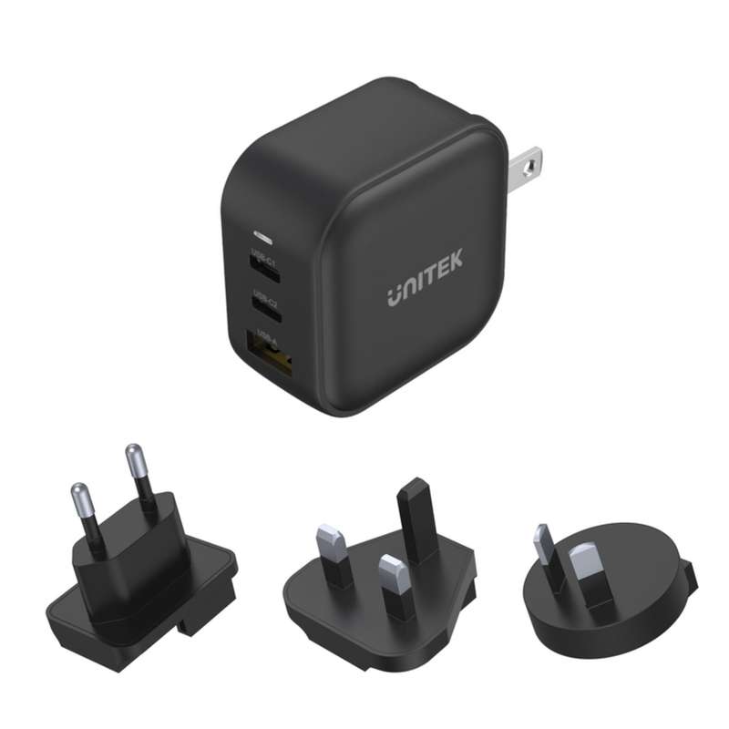 Unitek66W 3-PortUSB TravelChargerBlackP1108ABK