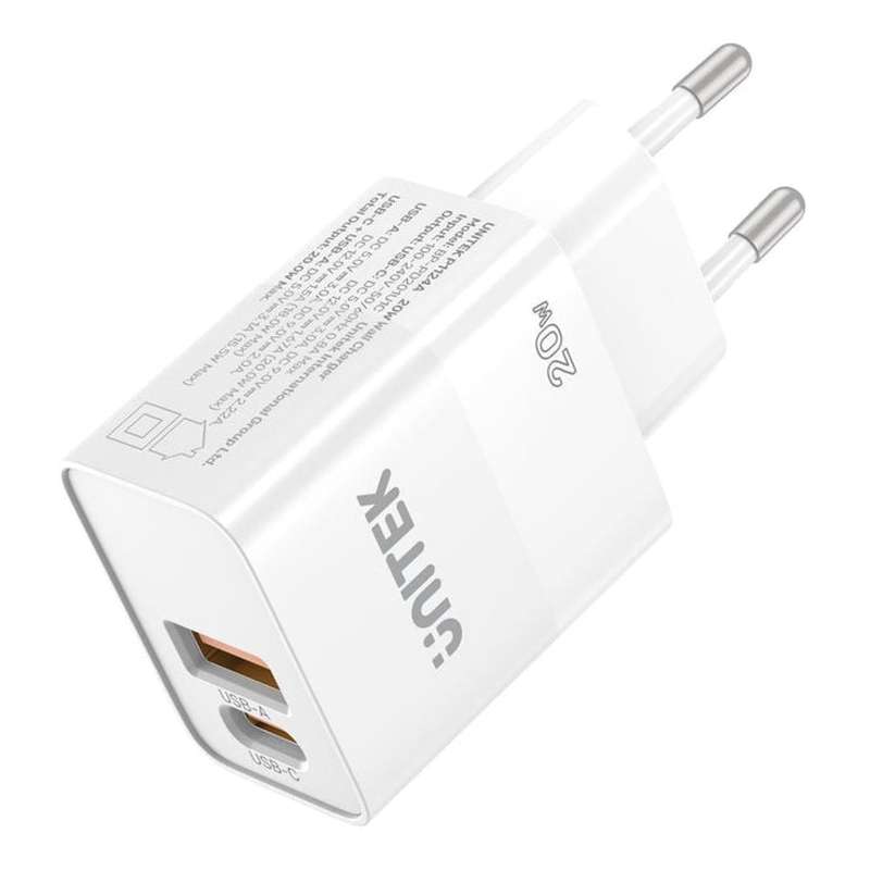 Unitek 20W Dual Wall Charger White P1124AW01-EU