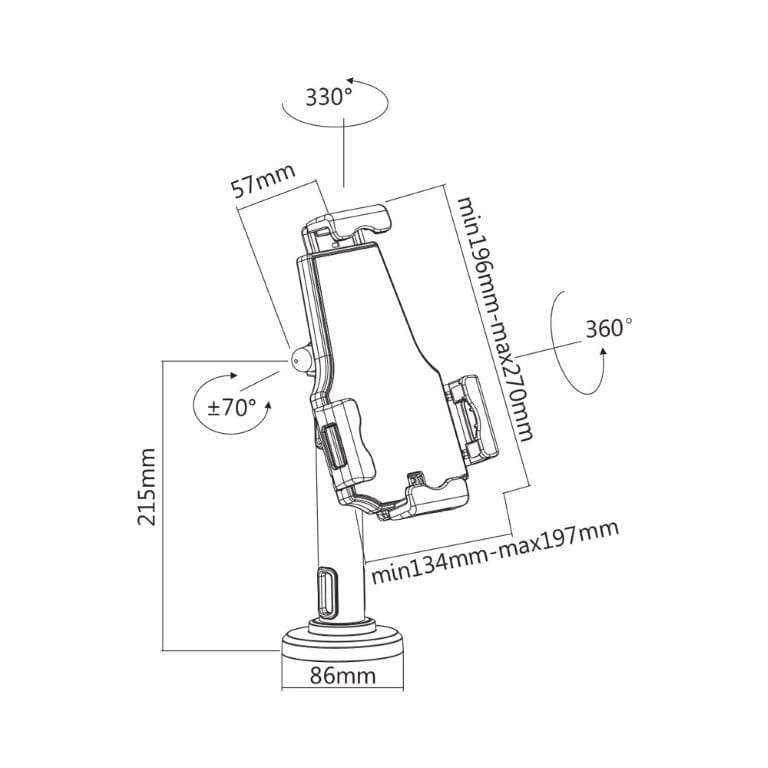 Brateck 7.9-10.5-inch Universal Anti-Theft Tablet Countertop/Wall Mount Holder PAD21-02