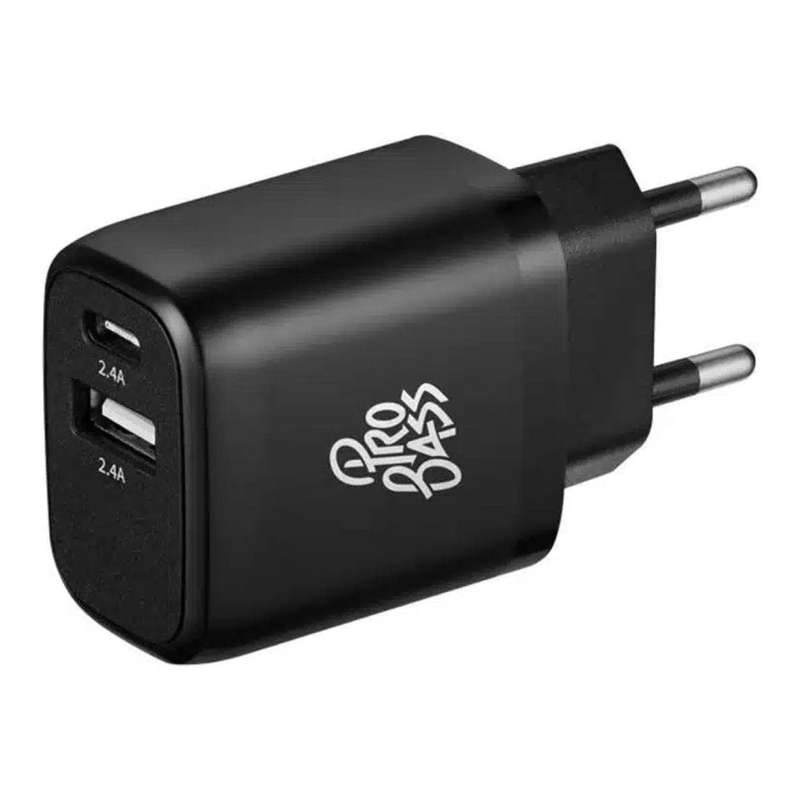 Pro Bass On The Go Dual USB Wall Adapter Black PB-PDQ005-BK