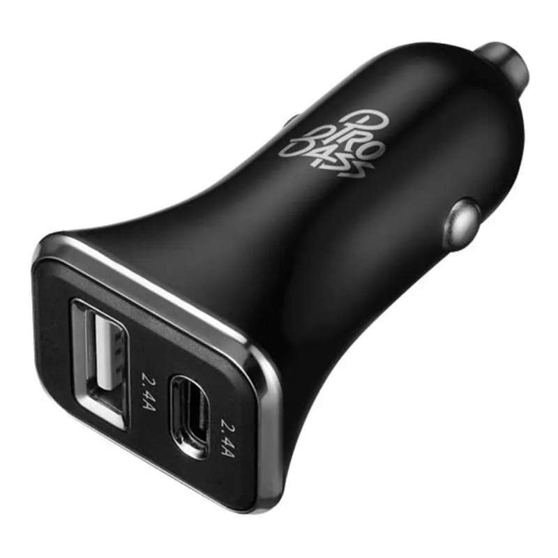 Pro Bass On the Go 48W Dual USB Type-C Car Charger PB-PDQ014-BK