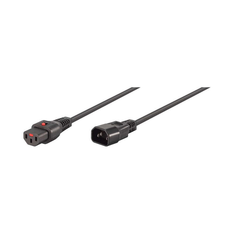 LinkQnet 2m C13 F To C14 M Lockable Power Cable Black PC1021