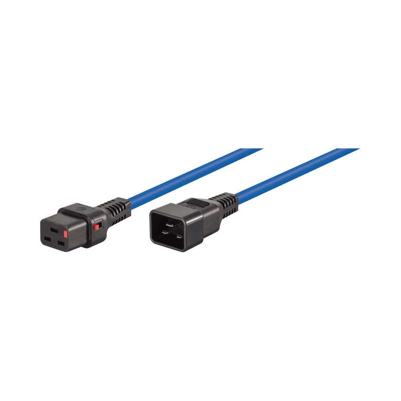LinkQnet 2m C19 F To C20 M Lockable Power Cable Blue PC1358
