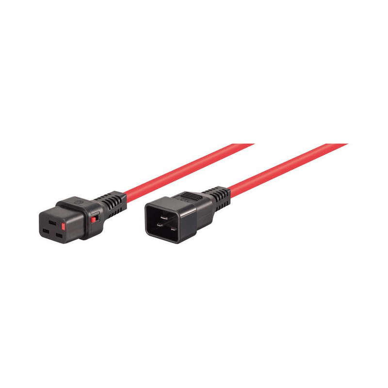 LinkQnet 2m C19 F To C20 M Lockable Power Cable Red PC1402