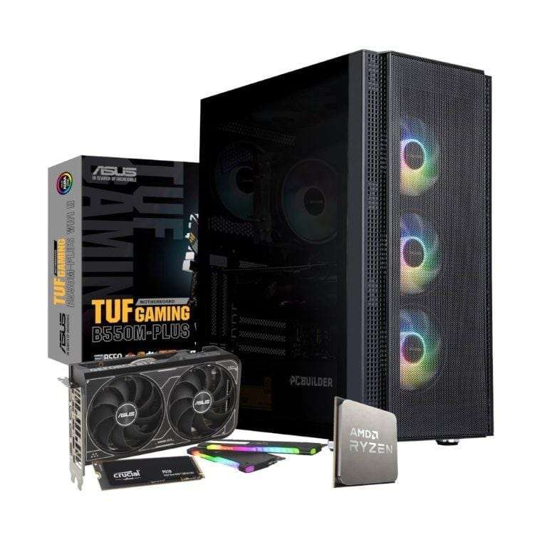 PCBuilder COMMANDER Gaming Desktop PC - AMD Ryzen 7 5700X3D 2TB SSD 32GB RAM GeForce RTX 4060 Win...