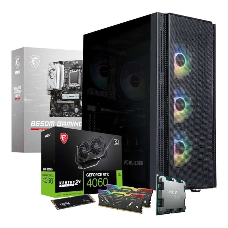 PCBuilder SPECIALIST Gaming Desktop PC - AMD Ryzen 5 7600 1TB SSD 32GB RAM RTX 4060 Win 11 Home