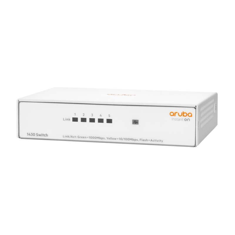 HPE Networking Instant On 1430 5-port Unmanaged L2 Gigabit Ethernet Switch White R8R44A