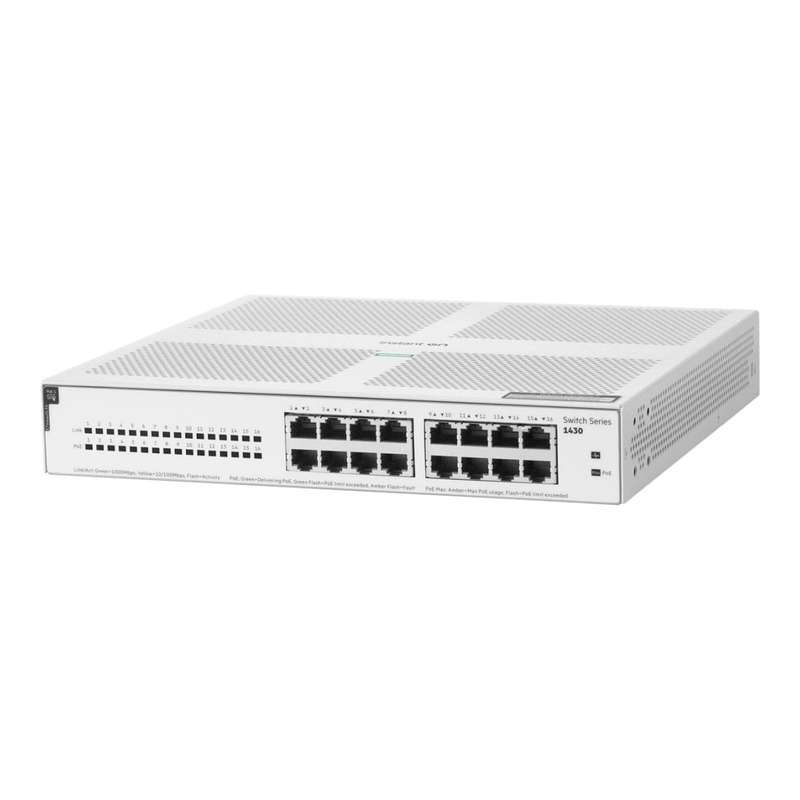 HPE Networking Instant On 1430 16-port Class4 Unmanaged L2 Gigabit Ethernet PoE Switch White R8R48A