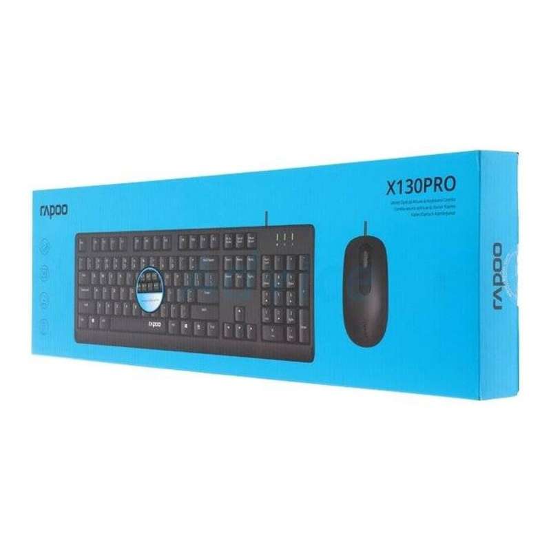 Rapoo X130PRO USB Wired Optical Keyboard and Mouse Combo Black
