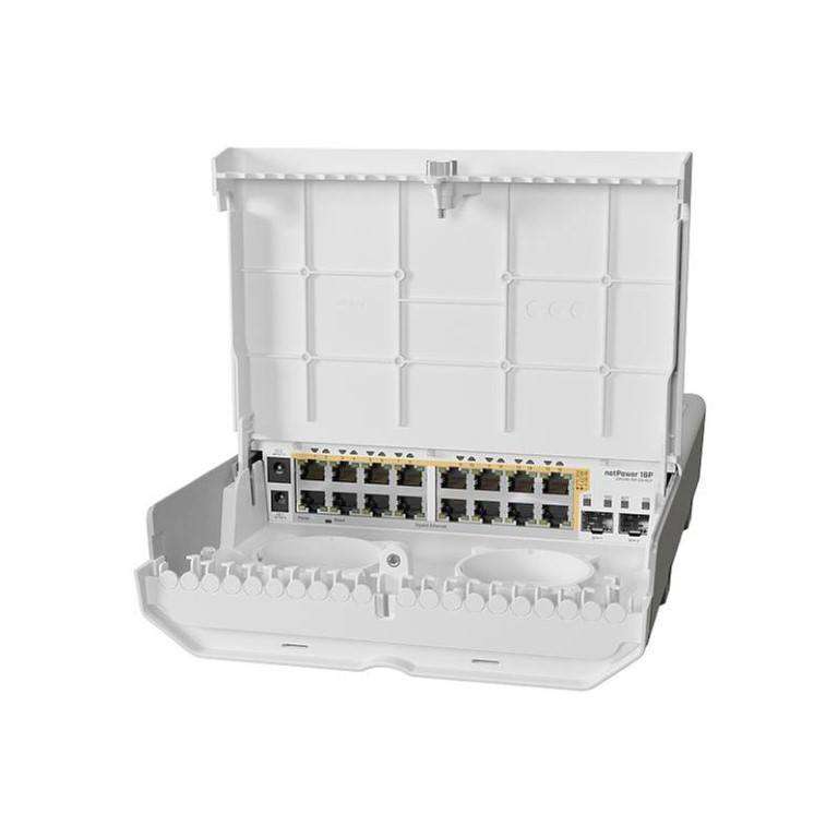 MikroTik netPower 16-Port Gigabit Ethernet Outdoor Switch with PoE Output and 2x SFP+ ports RBCRS...