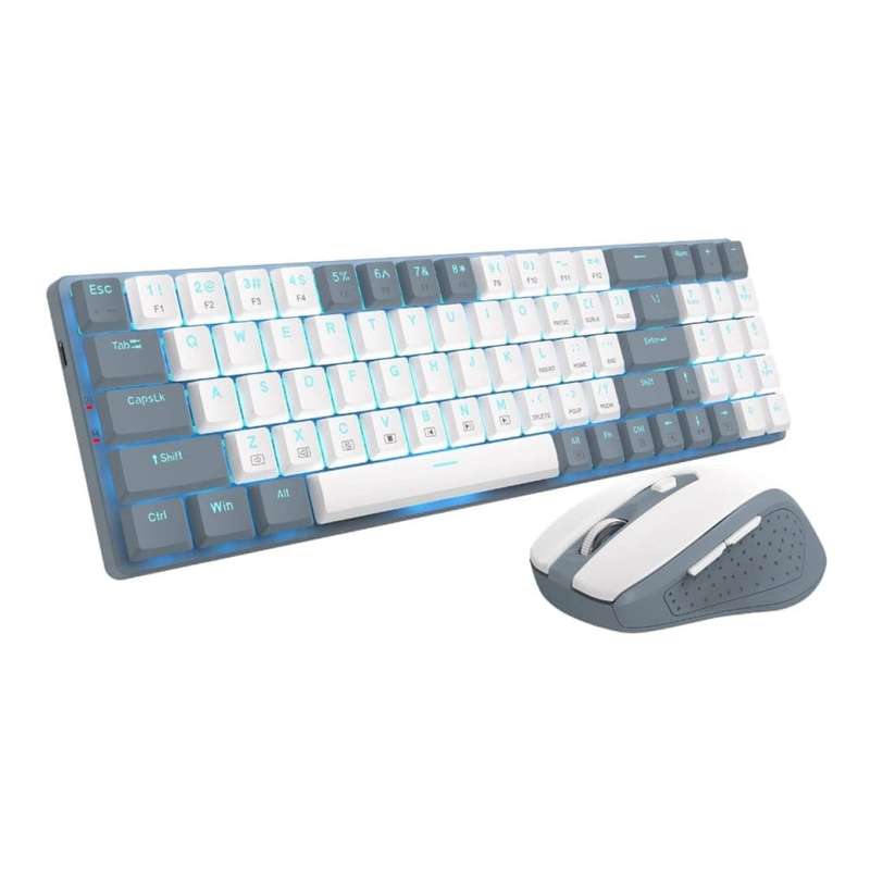 Redragon BS8772 Wireless Low Profile Backlit Mechanical Keyboard and Mouse Combo - Grey White RD-...