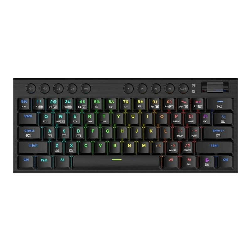 Redragon Noctis Pro 61-Key Red Switch RGB Low Profile Wireless Gaming Mechanical Keyboard - Black...