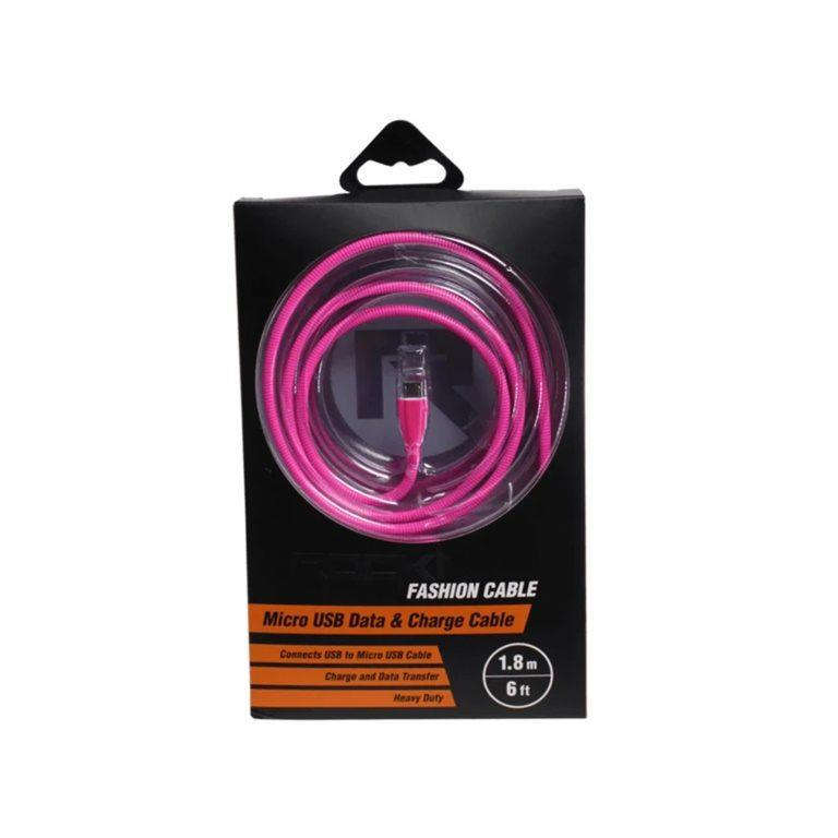 Rocka Fashion Series 1.8m USB to Micro USB Charge and Data Cable Pink RK-20008-MX