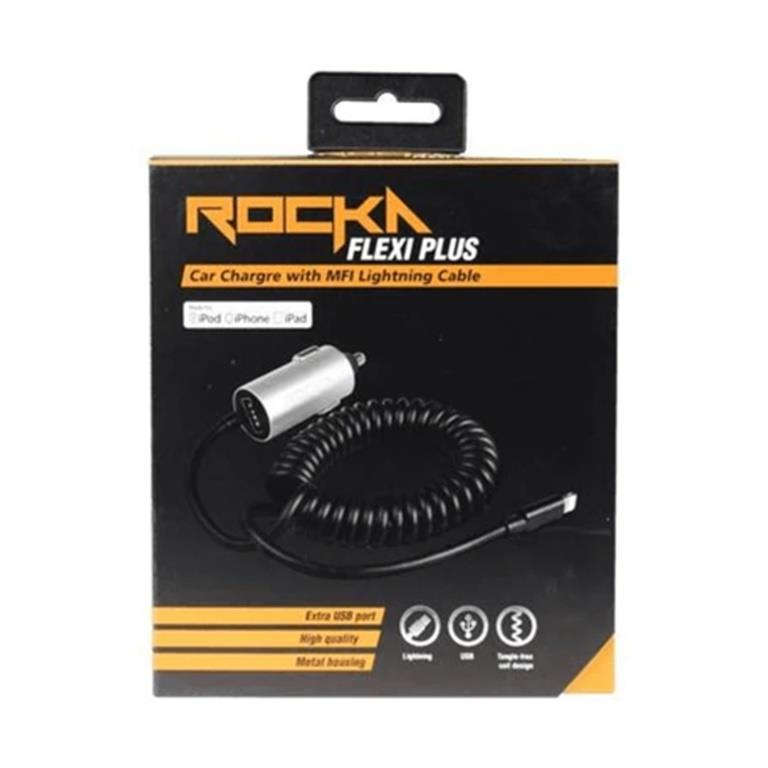 Rocka Flexi Plus Series Car Charger with Apple MFi Lightning Cable RK-6001-BKSL