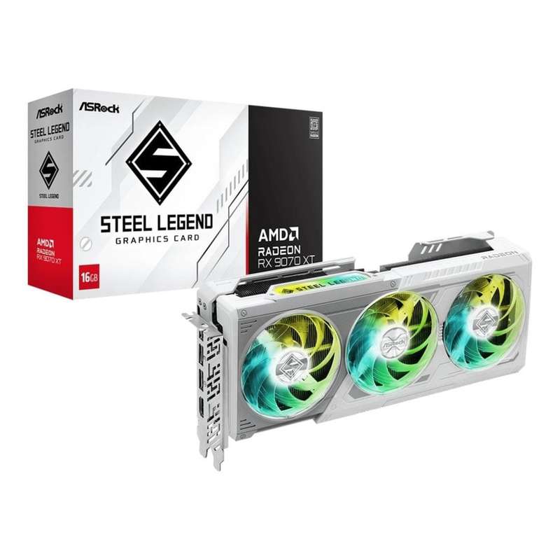 ASRock Radeon RX 9070 XT Steel Legend 16GB GDDR6 Graphics Card
