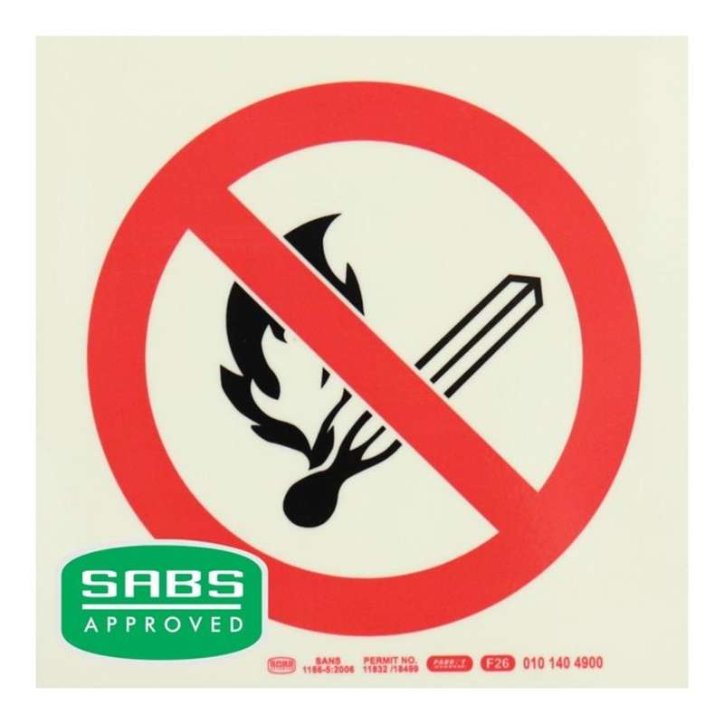 Parrot 190mm F26 No Open Or Naked Flames Photoluminescent Safety Sign SNP19F26