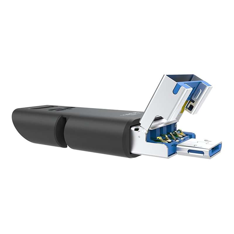 Silicon Power Mobile C50 128GB USB Type-C Micro B and Type-A USB 3.1 Black USB Flash Drive SP128G...