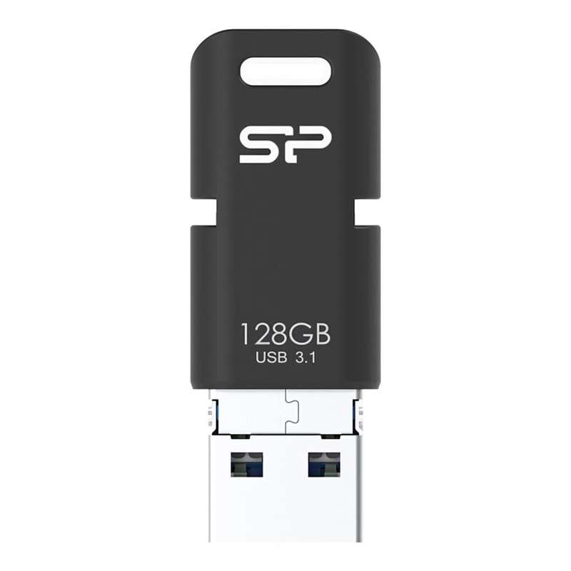 Silicon Power Mobile C50 128GB USB Type-C Micro B and Type-A USB 3.1 Black USB Flash Drive SP128G...
