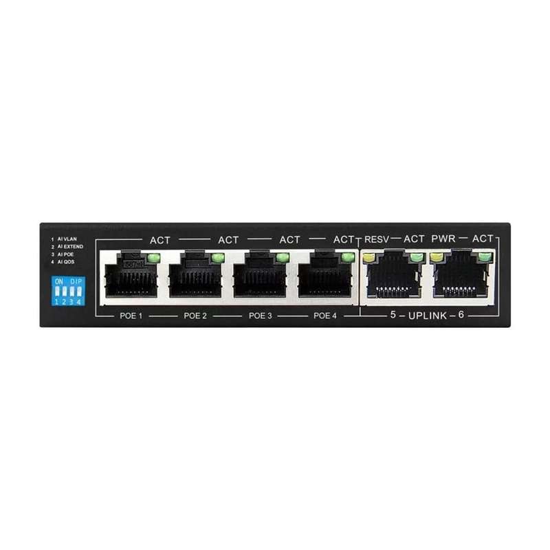 Scoop 6-port 60W Fast Ethernet AI PoE Network Switch SPS-4F2F