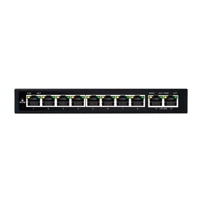 Scoop 10-port 96W Fast Ethernet AI PoE Network Switch SPS-8F2F