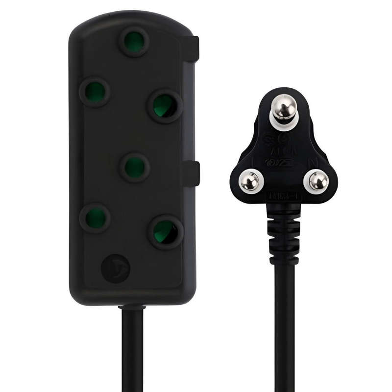 Switched Basics 3m Light Duty SBS Extension Cable 2 x 16A Socket - Black SWD-70007-3-BK