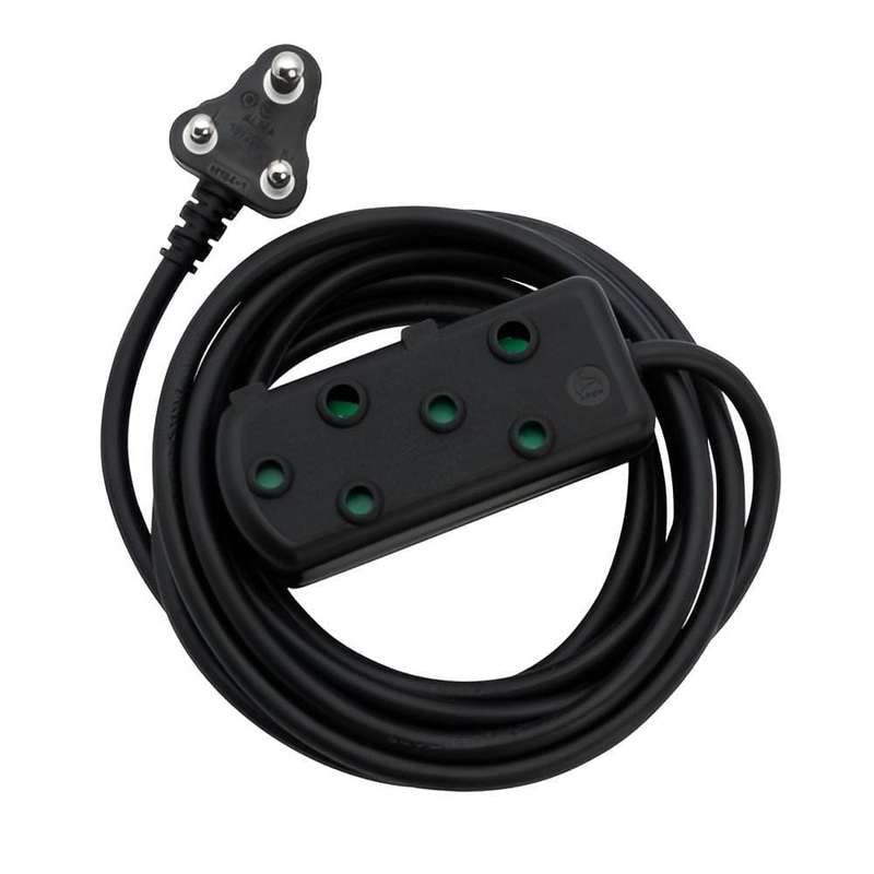 Switched Basics 3m Light Duty SBS Extension Cable 2 x 16A Socket - Black SWD-70007-3-BK