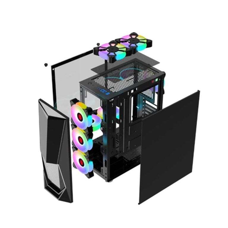 Armaggeddon Tritron 1 ATX Gaming PC Case with 3xARGB Fans Black TRITON1BLK