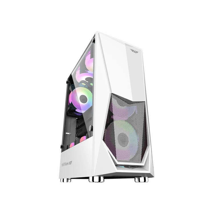 Armaggeddon Tritron 1 ATX Gaming PC Case with 3xARGB Fans White TRITON1WHT