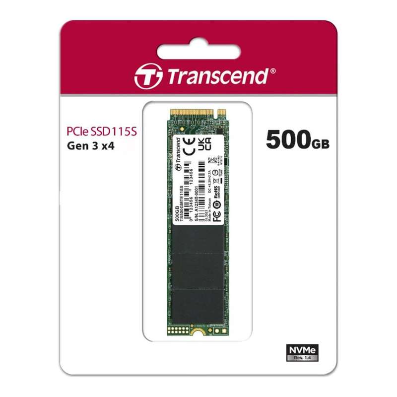 Transcend 2280 M.2 500GB NVMe Gen3x4 Internal SSD TS500GMTE115S