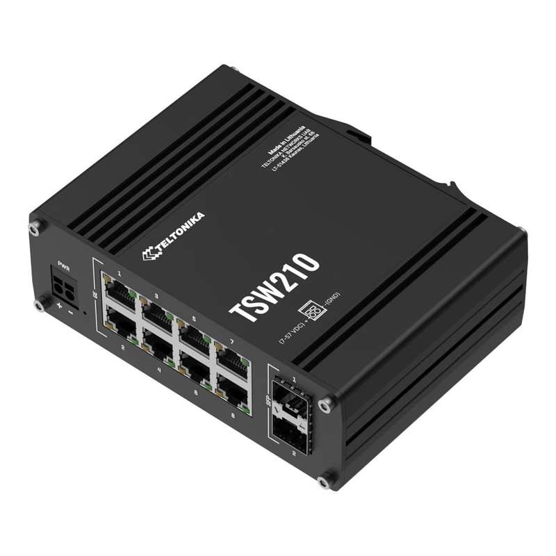 Teltonika TSW210 8-port GbE Unmanaged Industrial Switch with 2x SFP Ports