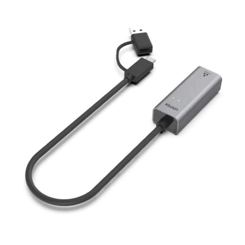 Unitek U1313C Hybrid Type-C to Gigabit Ethernet Adapter Grey