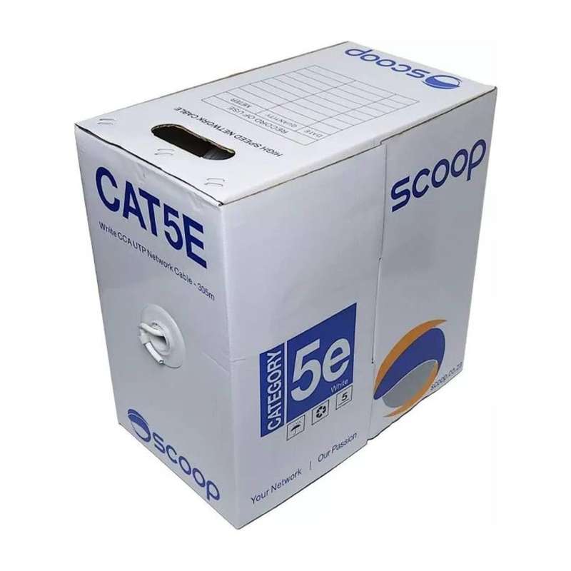 Scoop CAT5e CCA UTP Box Cable 305m White UTP-305CW