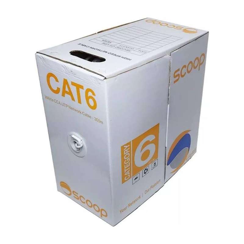 Scoop CAT6 CCA UTP Box Cable 305m White UTP-6305CW