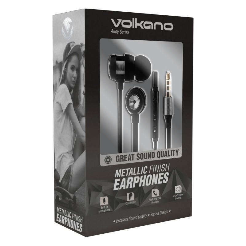 Volkano Alloy Series Earphones with Mic Silver VK-1007-SL(V1)